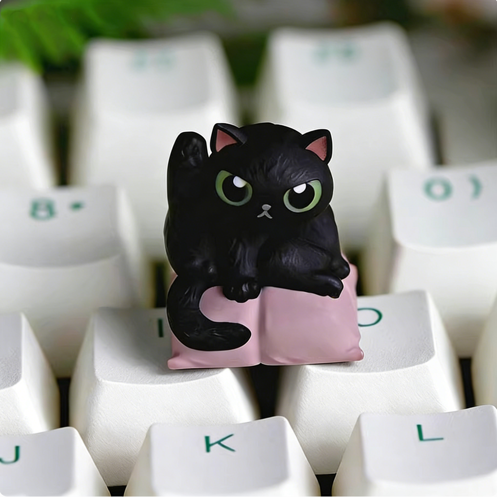 Shameful cat, multi-color resin personalized keycaps, blind box release, random styles, spoof style resin decorative keycaps