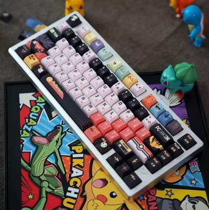 Pok é mon series keycap set, anime and game mechanical keyboard decoration keycap set, PBT material suitable for 61/64/68/75/84/87/104 key mechanical keyboards