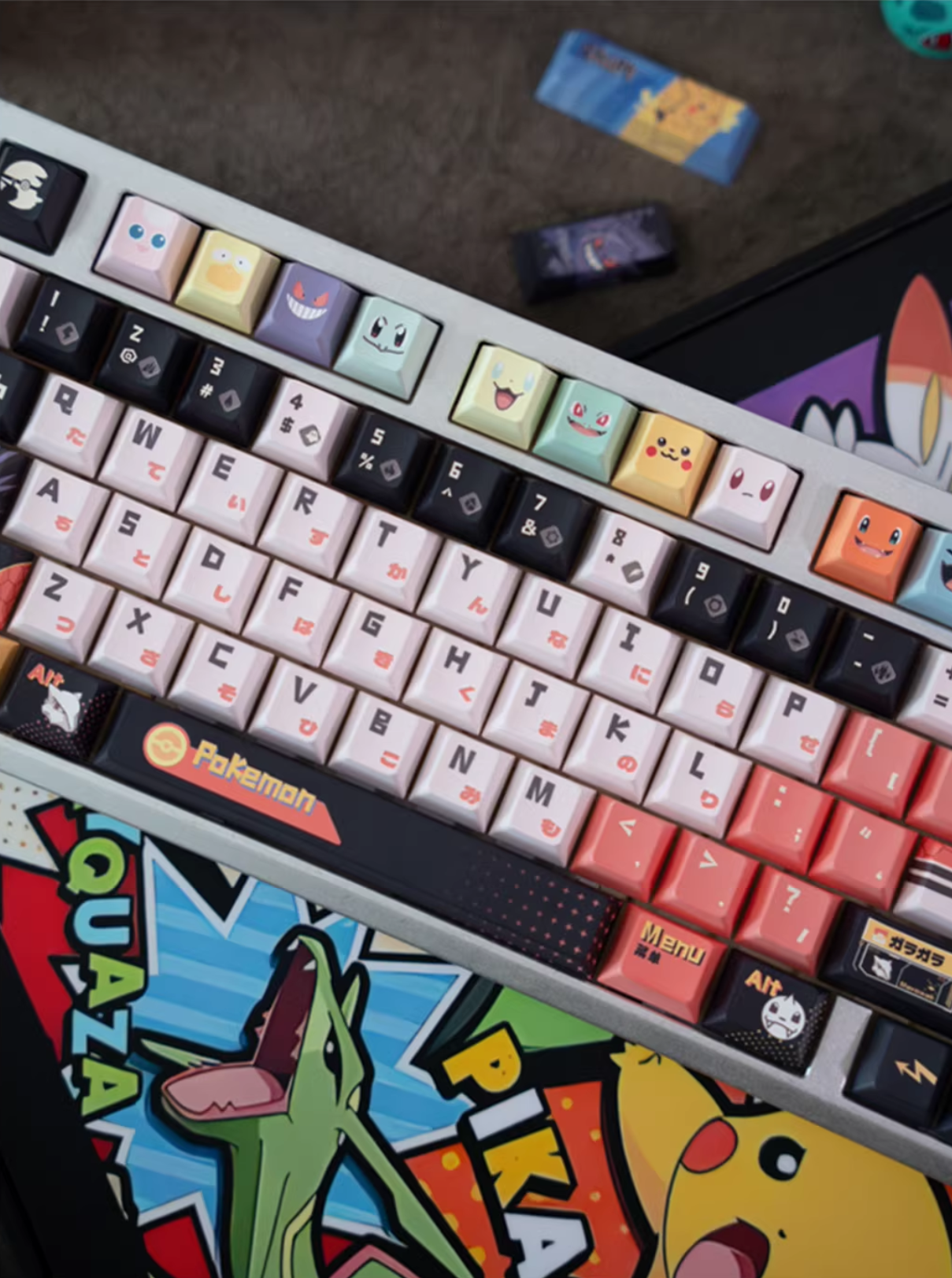 Pok é mon series keycap set, anime and game mechanical keyboard decoration keycap set, PBT material suitable for 61/64/68/75/84/87/104 key mechanical keyboards