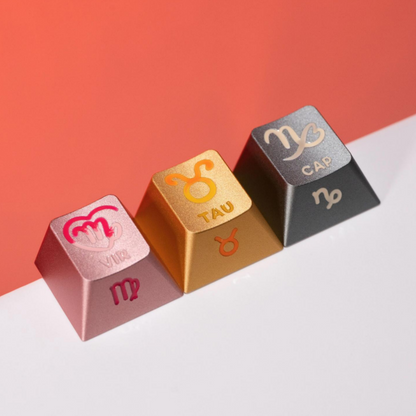 Twelve zodiac signs, aluminum alloy CNC metal anode personalized keycaps, mechanical keyboard decorative keycaps
