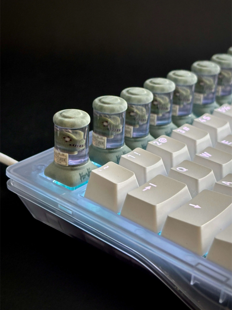 Dorohedoro，caiman， Crystal resin encapsulated experimental vessels, personalized keycaps, anime and game cultural and creative peripheral products, mechanical keyboard decorative art keycaps
