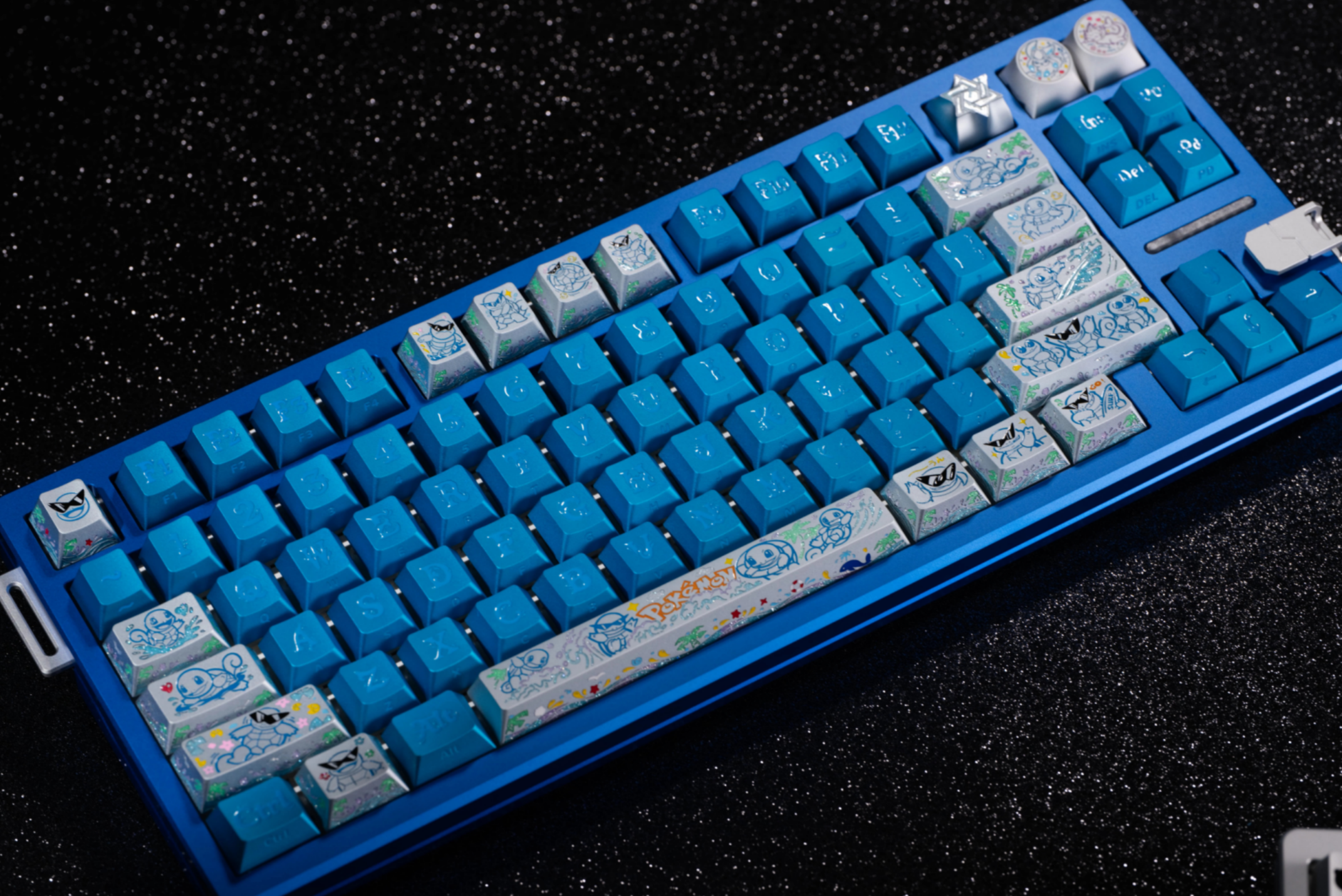 Squirtle Theme, Aluminum Alloy CNC Metal Anode Personalized Keycaps, Enamel Colored Colorful Art Keycaps, Mechanical Keyboard Anime Cartoon Decorative Keycaps