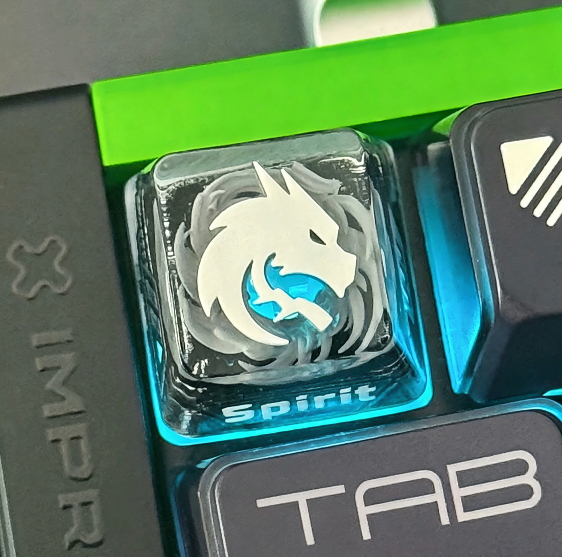 CSGO/CS2, Team Spirit themed design, crystal resin personalized keycaps, game team icon logo themed creative keycaps, mechanical keyboard FPS decorative keycaps