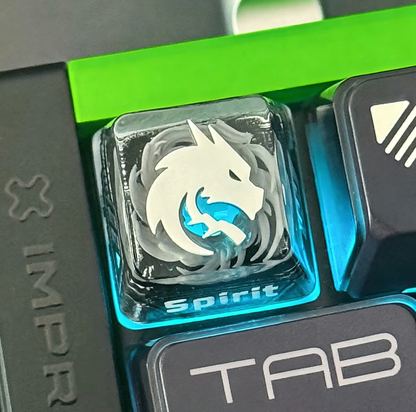 CSGO/CS2, Team Spirit themed design, crystal resin personalized keycaps, game team icon logo themed creative keycaps, mechanical keyboard FPS decorative keycaps