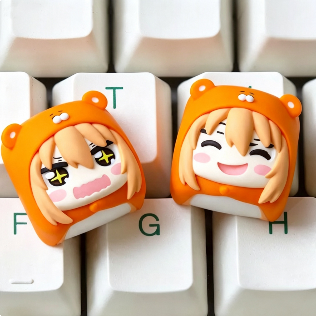 Doma Umaru， Multi colored resin cartoon character personalized keycaps, anime and game cultural creative keycaps, mechanical keyboard decorative keycaps