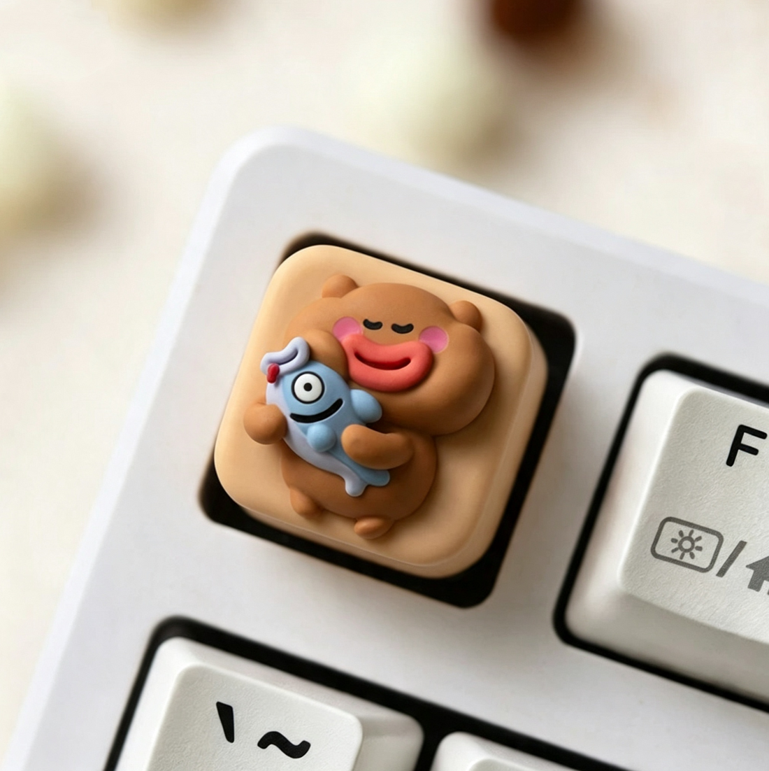 Funny little bear emojis, Multi colored resin molded personalized keycaps, mechanical keyboard resin decorative keycaps