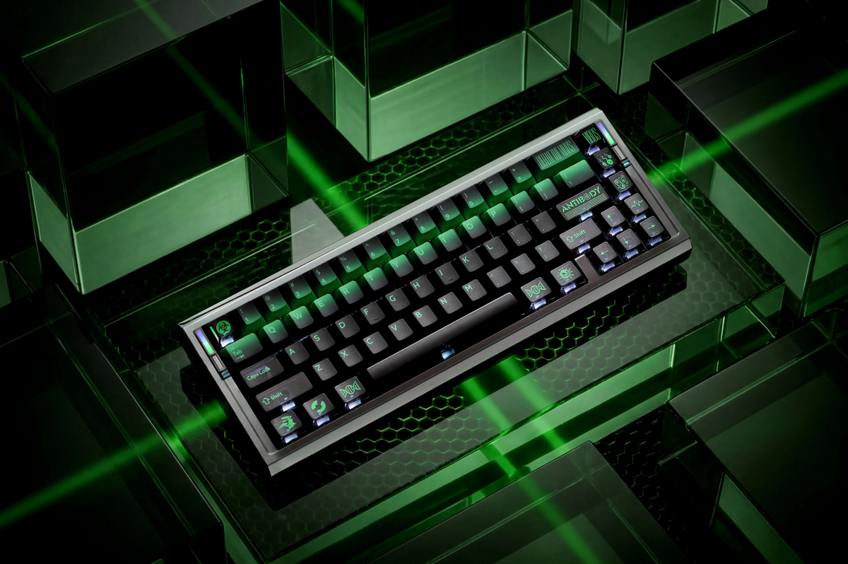 Original keycap design with a bacterial theme, PBT+PC material personalized keycaps, mechanical keyboard replacement keycap set, Daily creative keycap matching, compatible with 61/64/68/75/84/87/104 Key Mechanical Keyboard Keycap Set