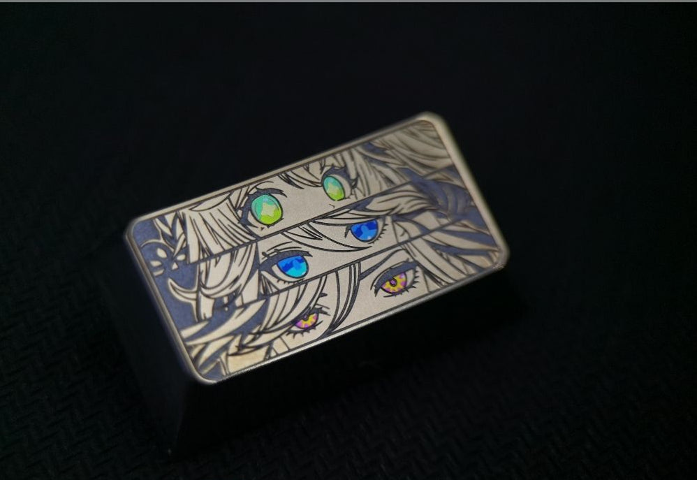 Genshin Impact,The Eye of Water, Fire, Grass, and Wind, Rock, and Thunder. Titanium alloy precision carving, colored titanium keycaps.