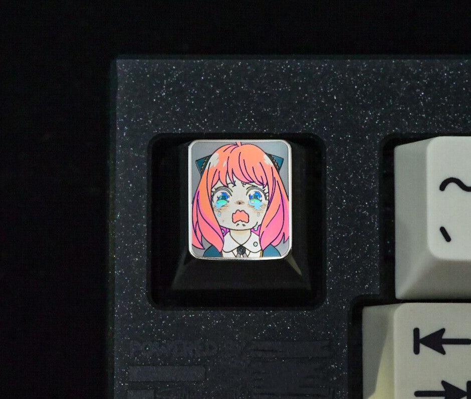 SPY × FAMILY, Anya Forger smiling/crying face, 1U titanium alloy carved keycaps, mechanical keyboard decorative keycaps, personalized keycaps