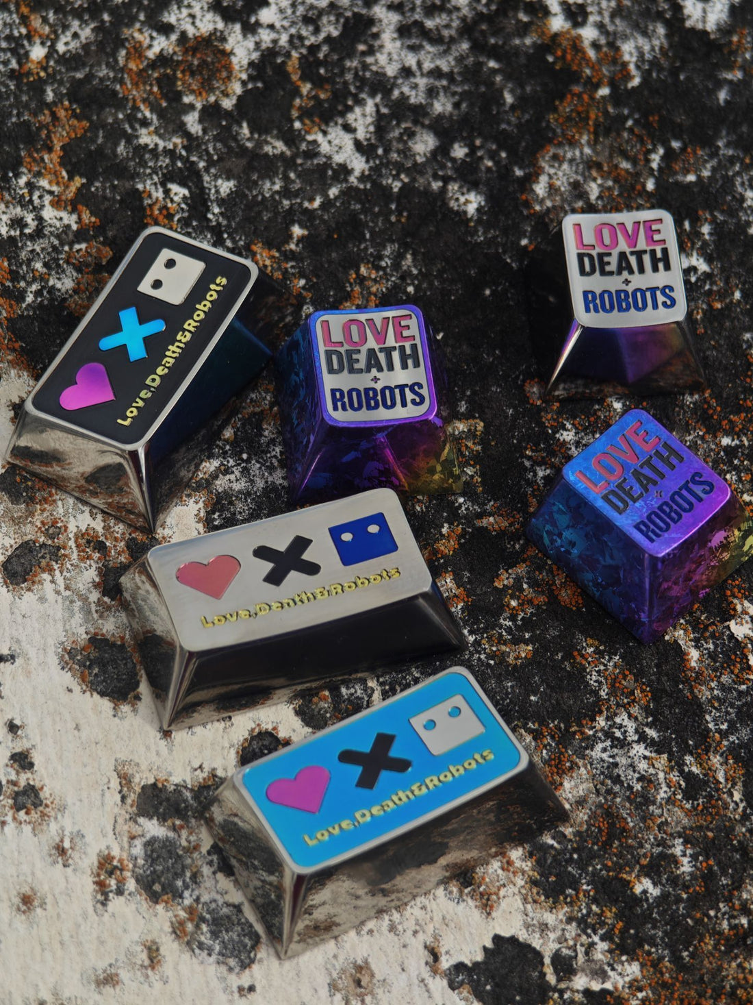 Love, Death&Robots, 1.75U/1U titanium alloy carved keycaps, mechanical keyboard decorative keycaps, personalized keycaps