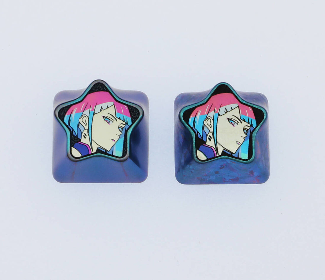 Cyberpunk Lucy Pentagram 1U Color Titanium Keycaps, Personalized Keycaps