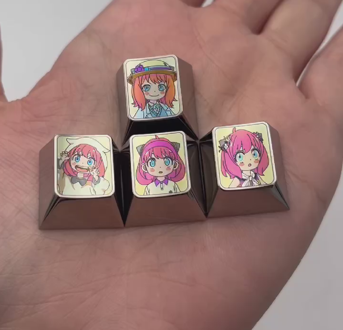 SPY × FAMILY, Anya Forger titanium alloy directional key combination set, decorative keycaps, personalized keycaps