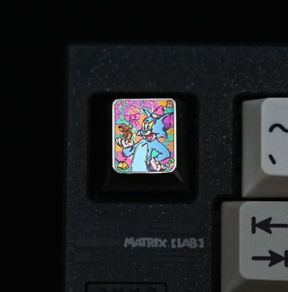 Tom and Jerry, Tom Crayon Comic Style, Titanium Alloy Carving Personalized Keycaps, Decorative Keycaps