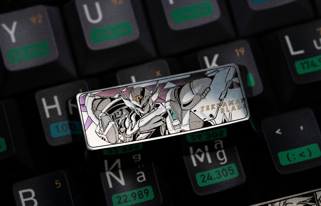 Tekkaman Blade,2U/2.25U, Colorful titanium alloy carved keycaps, metal personalized keycaps, decorative keycaps