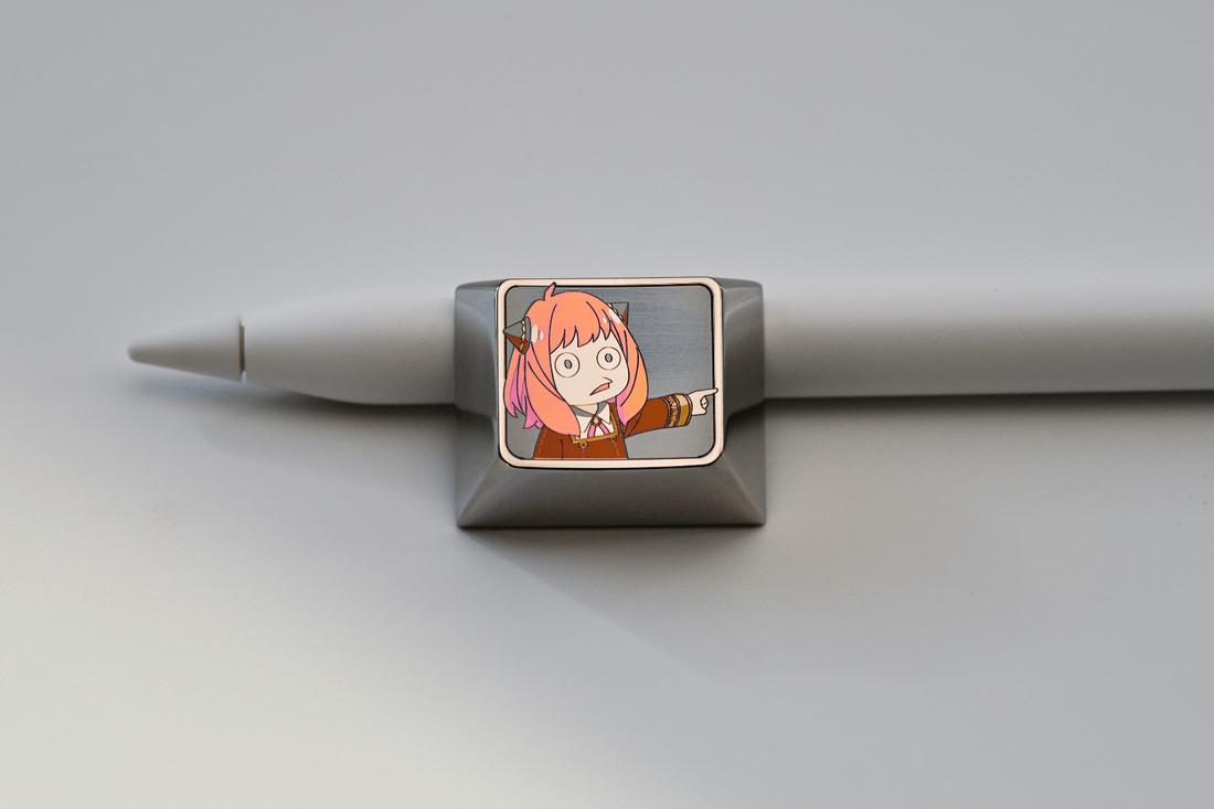 SPY × FAMILY, Anya Forger two emoji anime titanium alloy 1.25U personalized keycaps, keyboard decorative keycaps.
