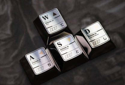 EVA theme, 26 letter key titanium alloy set, metal set personalized keycaps, anime themed keycaps.