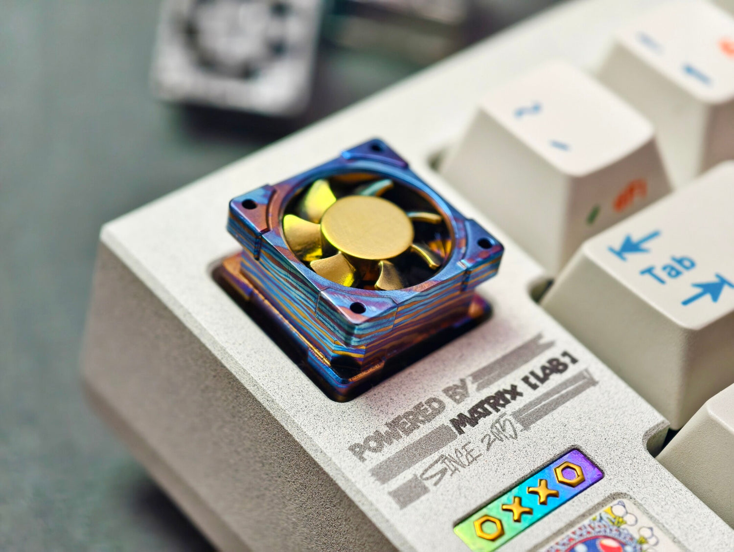 Titanium alloy EDC fan keycaps, titanium alloy movable fan blades, mechanical keyboard decorative keycaps, CNC metal processing customized keycaps