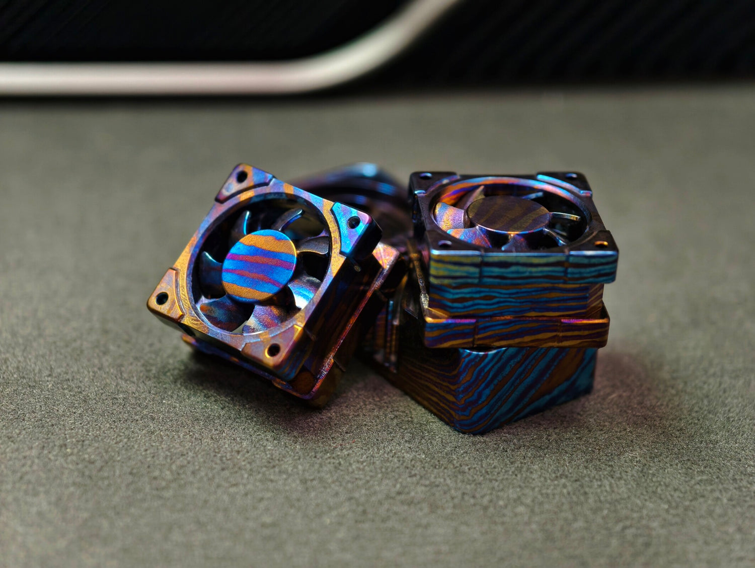 Titanium alloy EDC fan keycaps, titanium alloy movable fan blades, mechanical keyboard decorative keycaps, CNC metal processing customized keycaps