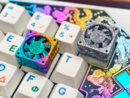 Titanium alloy EDC fan keycaps, titanium alloy movable fan blades, mechanical keyboard decorative keycaps, CNC metal processing customized keycaps
