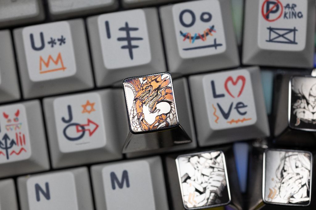 Yu-Gi-Oh! Card Game,Slifer the Sky Dragon,1 U titanium alloy personalized keycaps, anime and game culture creative art keycaps, mechanical keyboard decorative keycaps