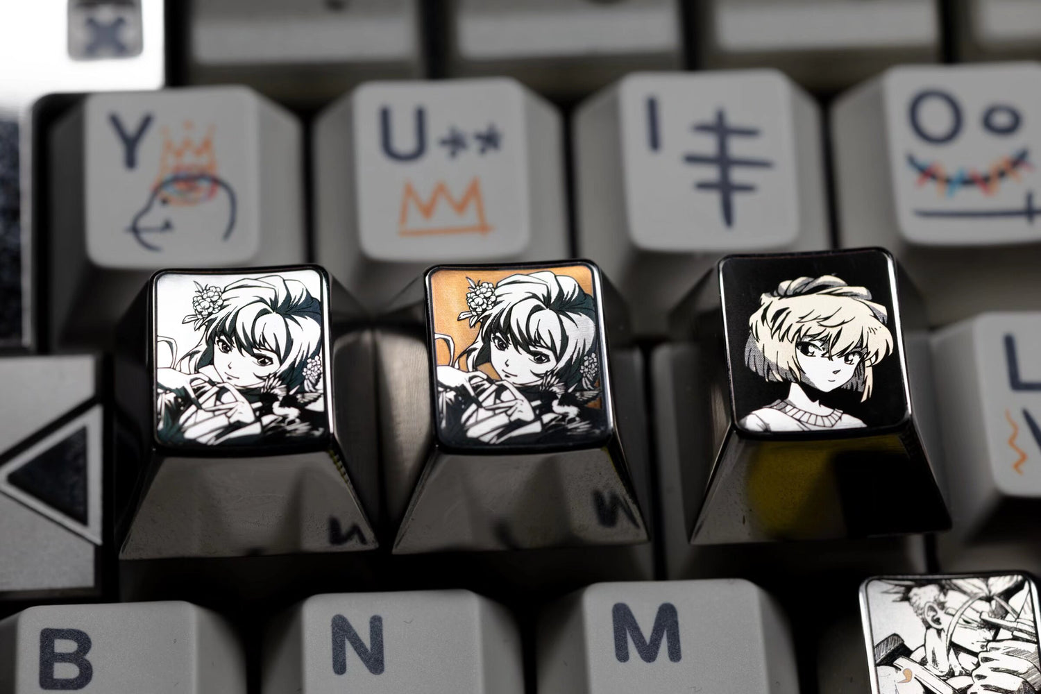 Detective Conan，  ‌Anita Hailey，1 U titanium alloy metal personalized keycaps, anim creative keycaps, mechanical keyboard artistic decorative keycaps