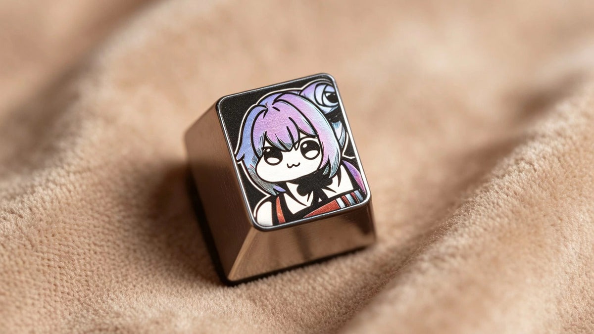 Doro+KFC (Kentucky Fried Chicken) Theme Emojis, 1U Titanium Alloy Metal Personalized Keycaps, Cute Emojis Creative Mechanical Keyboard Metal Art Decorative Keycaps