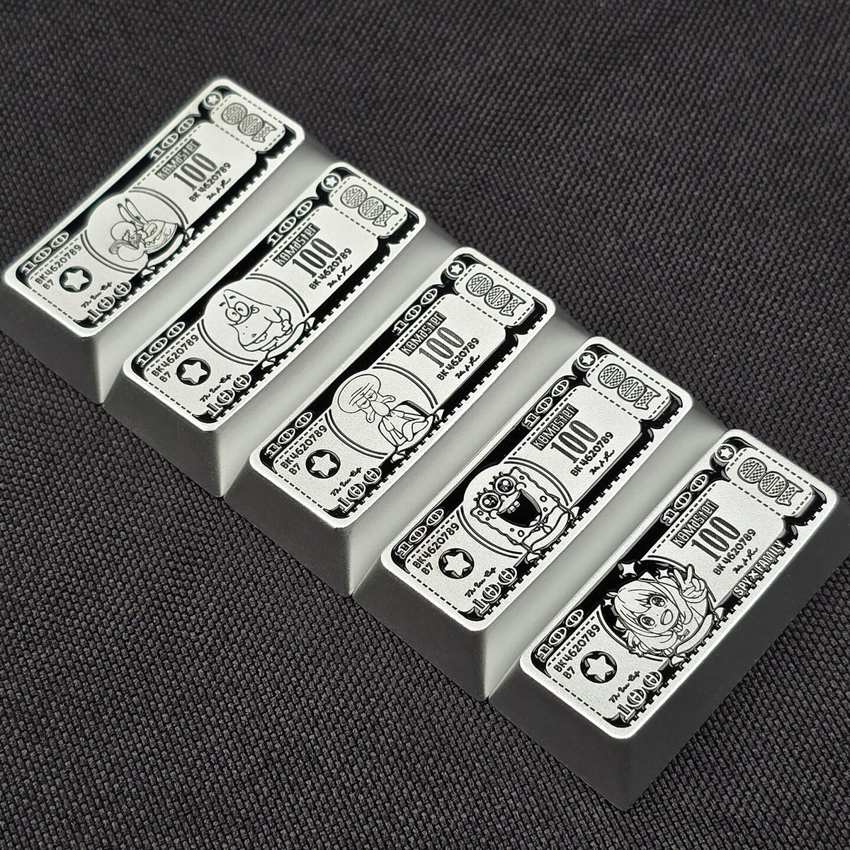 Anime themed design for US dollar bills, featuring aluminum alloy personalized keycaps, 2.25U personalized keycaps, and mechanical keyboard decorative keycaps