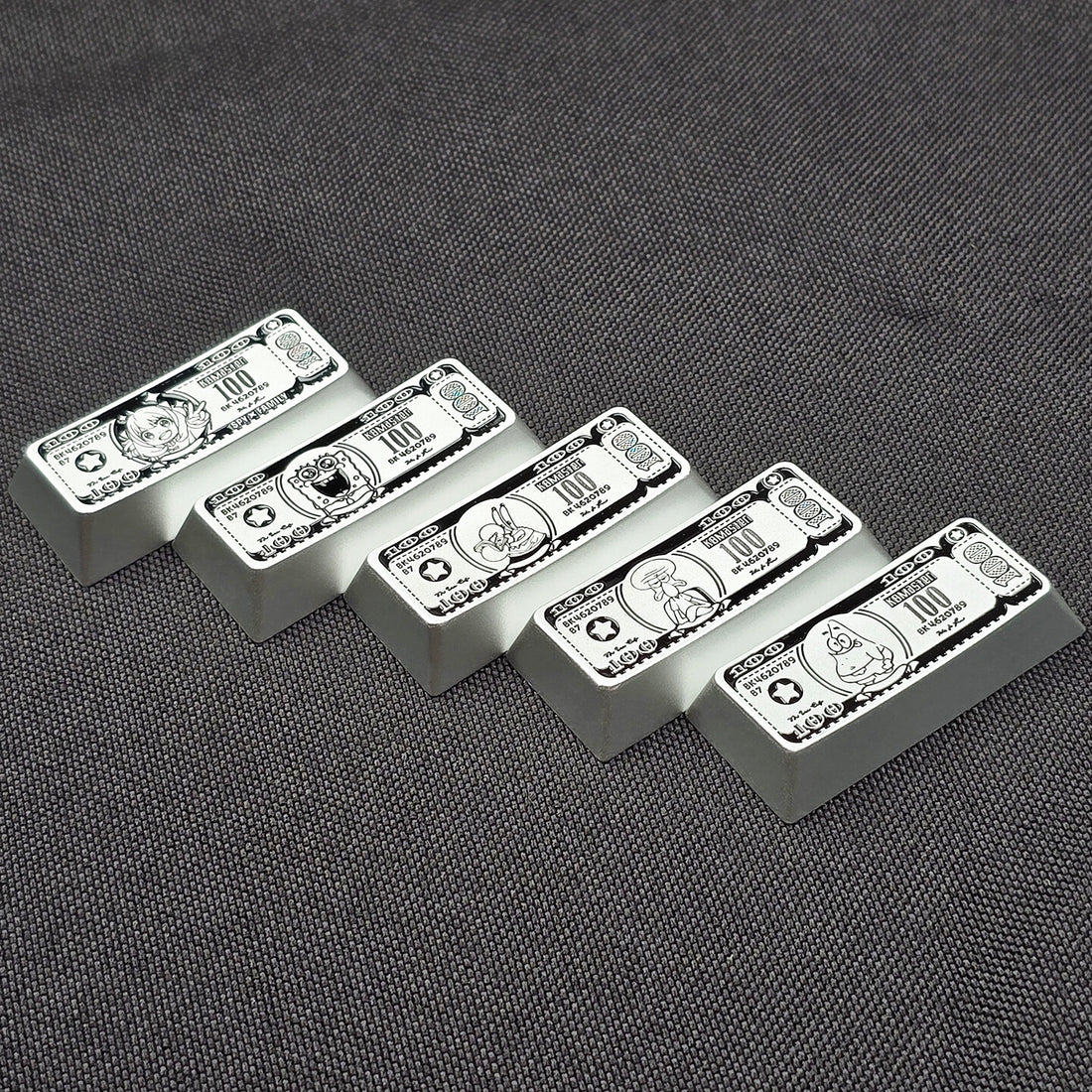 Anime themed design for US dollar bills, featuring aluminum alloy personalized keycaps, 2.25U personalized keycaps, and mechanical keyboard decorative keycaps