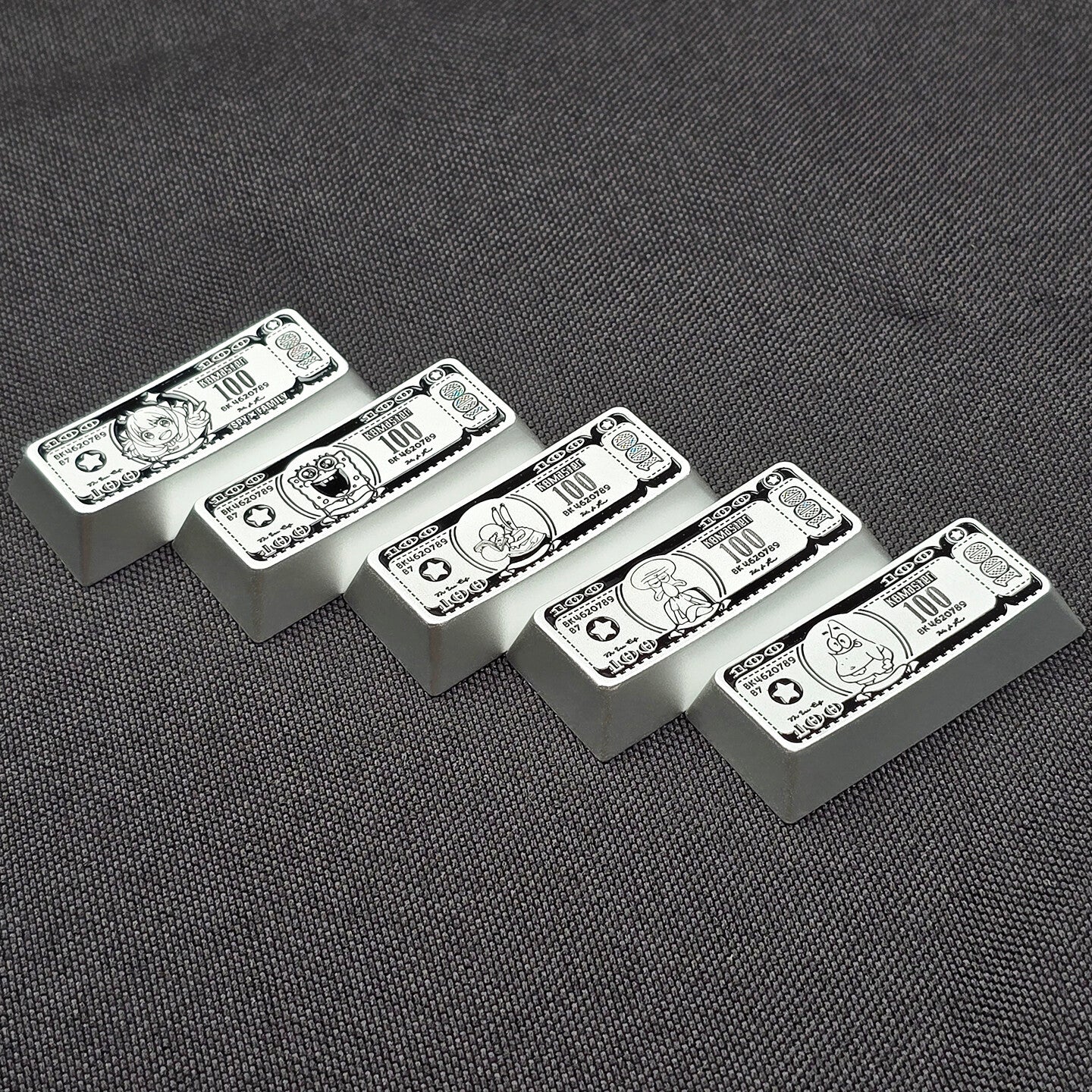 Anime themed design for US dollar bills, featuring aluminum alloy personalized keycaps, 2.25U personalized keycaps, and mechanical keyboard decorative keycaps