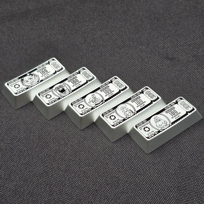Anime themed design for US dollar bills, featuring aluminum alloy personalized keycaps, 2.25U personalized keycaps, and mechanical keyboard decorative keycaps