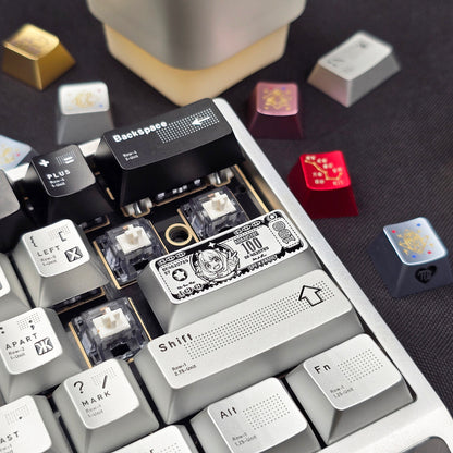 Anime themed design for US dollar bills, featuring aluminum alloy personalized keycaps, 2.25U personalized keycaps, and mechanical keyboard decorative keycaps