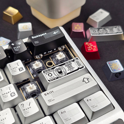 Anime themed design for US dollar bills, featuring aluminum alloy personalized keycaps, 2.25U personalized keycaps, and mechanical keyboard decorative keycaps