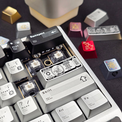 Anime themed design for US dollar bills, featuring aluminum alloy personalized keycaps, 2.25U personalized keycaps, and mechanical keyboard decorative keycaps