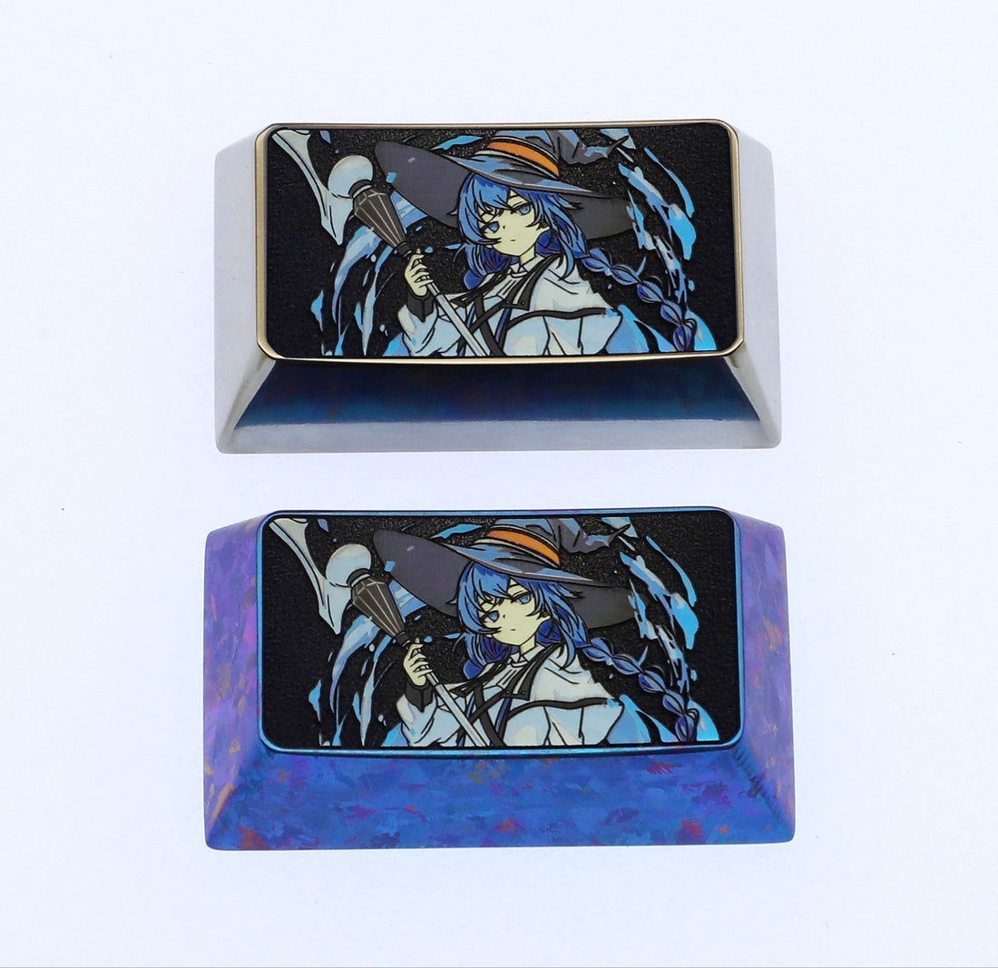 Quest of Memories, Roxy, 1.75U titanium alloy personalized keycaps, metal keycaps for anime and game peripheral characters