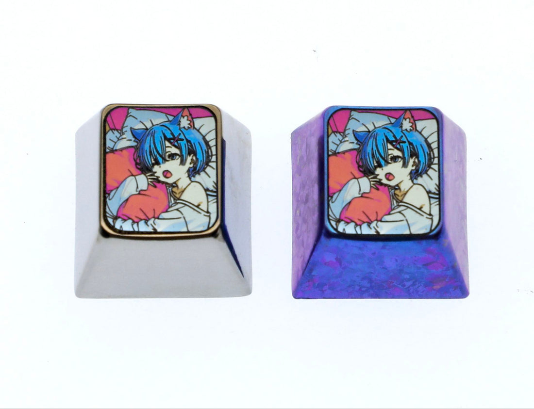 Re: Life in a different world from zero, Rem 1U titanium alloy personalized keycaps, metal keycaps for anime, games, novels and peripherals