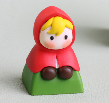 Resin coated personalized keycaps 1U Little Red Riding Hood, fairy tale Little Red Riding Hood peripheral keycaps.