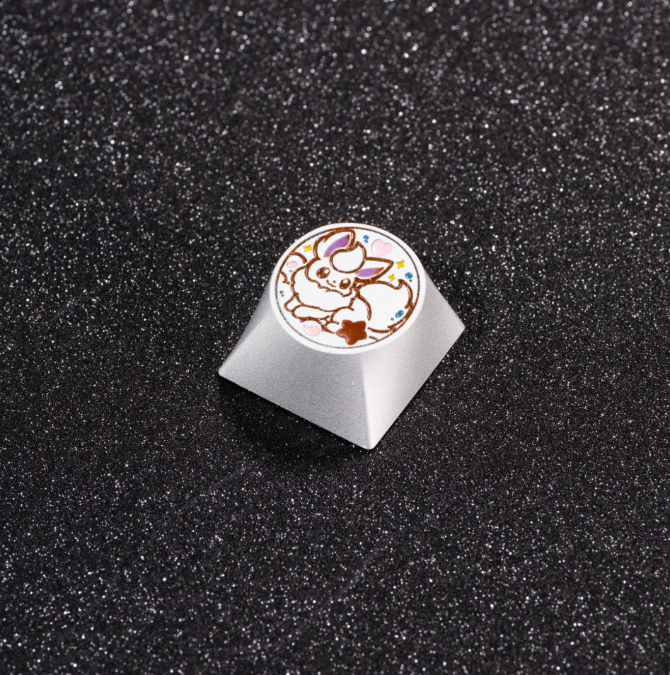 Pok é mon, Eevee series, aluminum alloy CNC circular button shaped personalized keycaps, mechanical keyboard metal decorative keycaps