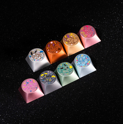 Pok é mon, Eevee series, aluminum alloy CNC circular button shaped personalized keycaps, mechanical keyboard metal decorative keycaps