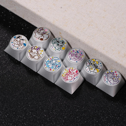 Pok é mon, Eevee series, aluminum alloy CNC circular button shaped personalized keycaps, mechanical keyboard metal decorative keycaps
