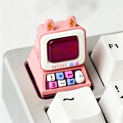 Retro desktop computers, multi color resin personalized keycaps, retro PC style creative keycaps, mechanical keyboard decorative keycaps