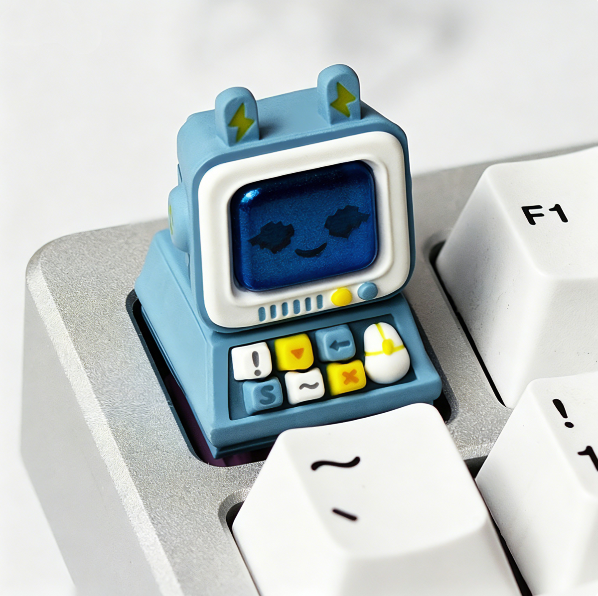 Retro desktop computers, multi color resin personalized keycaps, retro PC style creative keycaps, mechanical keyboard decorative keycaps
