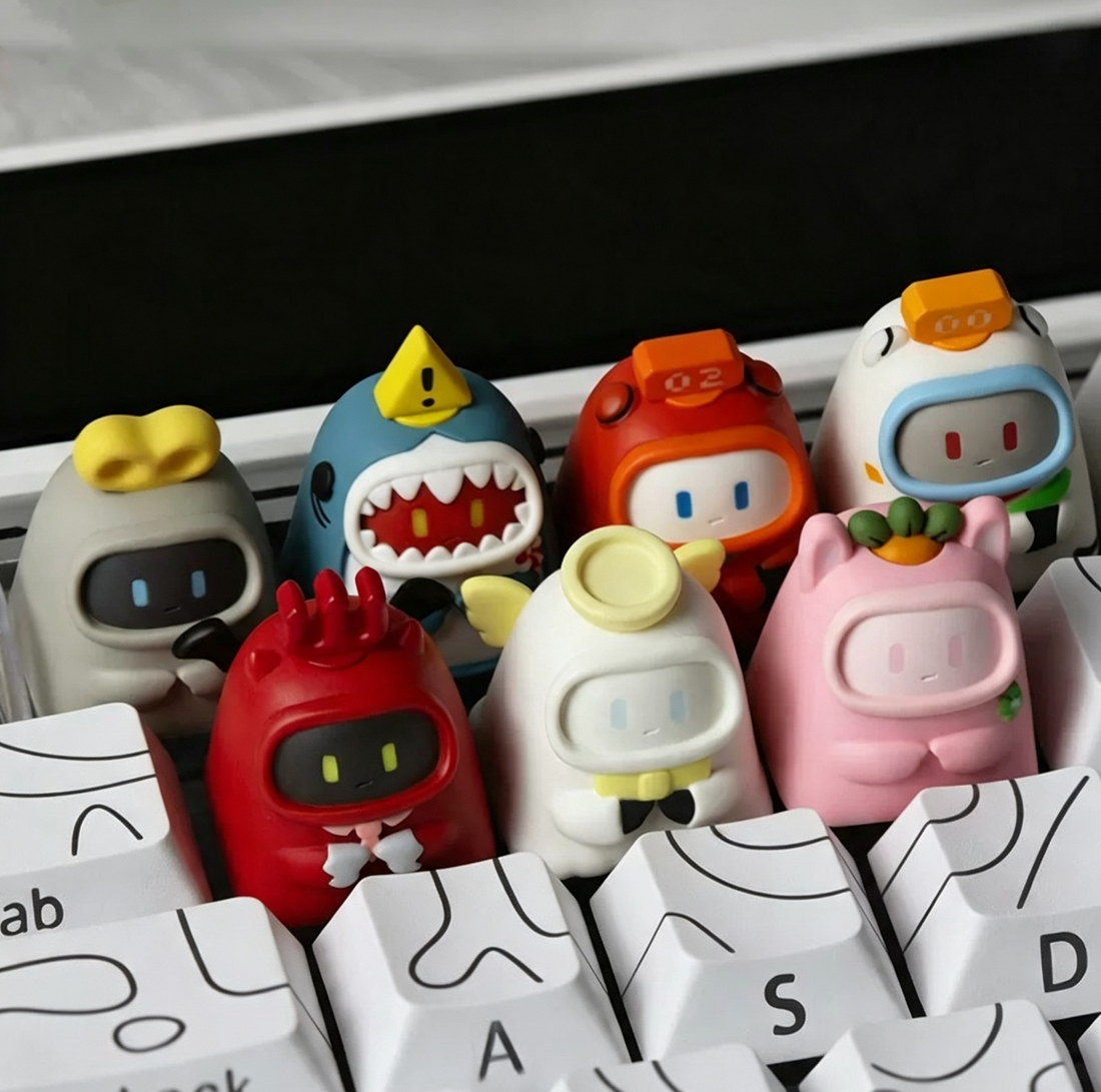 Cute doll, Multi colored resin molded personalized keycaps, mechanical keyboard resin decorative keycaps