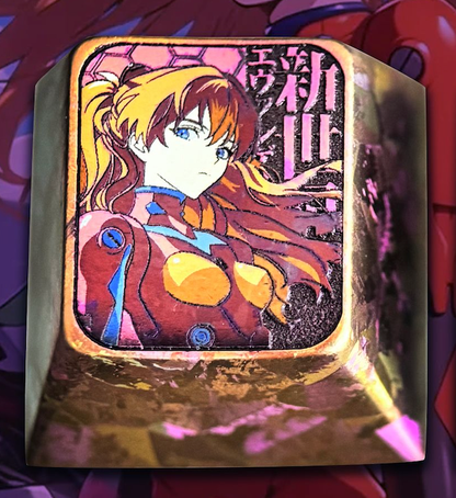EVA，Asuka /Ayanami Rei 1U titanium alloy metal personalized keycaps, anime and game character peripheral products, decorative keycaps.