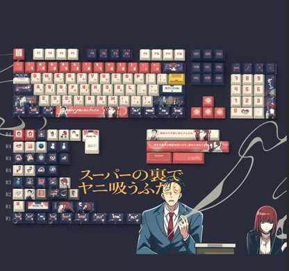 Smoking Behind the Supermarket with You，PBT material Original Factory Height,  mechanical keyboard replacement keycap set, Compatible with 61/64/68/75/84/87/104 Key Mechanical Keyboard Keycap Set