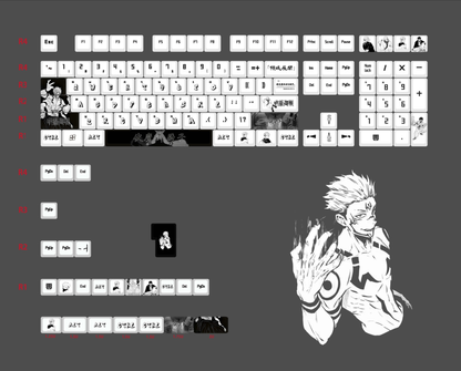 Jujutsu Kaisen themed keycaps, Itadori Yuji/Gojo Satoru PBT material personalized key cap set, animation game culture creative decoration key cap set, compatible with 61/64/68/75/84/87/104 key mechanical keyboard
