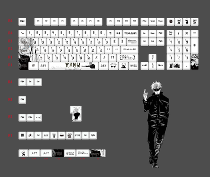 Jujutsu Kaisen themed keycaps, Itadori Yuji/Gojo Satoru PBT material personalized key cap set, animation game culture creative decoration key cap set, compatible with 61/64/68/75/84/87/104 key mechanical keyboard