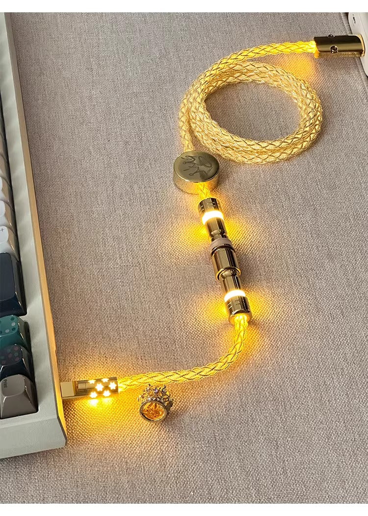 Single crystal copper overall luminous gold/warm light aviation plug customized mechanical keyboard manual data cable