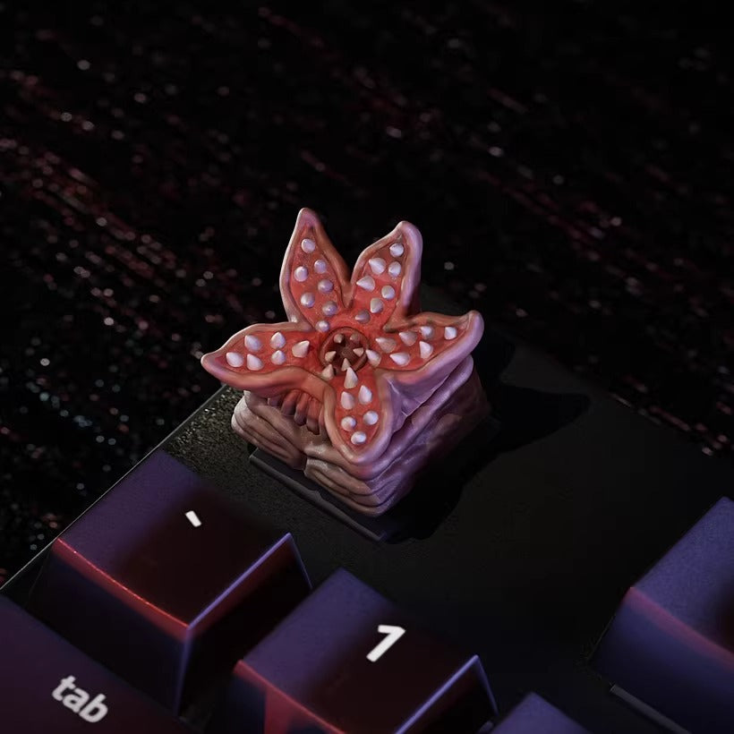 Stranger Things Demon King, resin coated personalized keycaps in the form of man eating flowers, decorative keycaps for film culture peripheral products