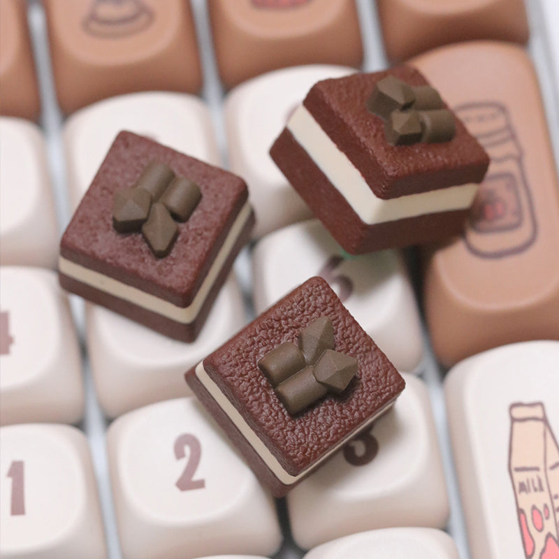 Tiramisu cake keycaps chocolate cake cute cartoon anime peripheral keycaps personalized creative resin keycaps