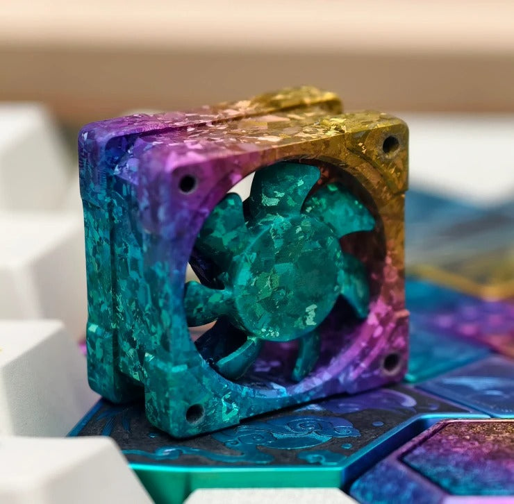 Titanium alloy EDC fan keycaps, titanium alloy movable fan blades, mechanical keyboard decorative keycaps, CNC metal processing customized keycaps